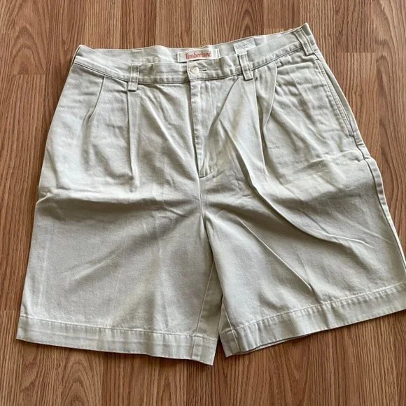 Timberland Men Shorts STRATHAM TWILL Khaki Beige Cotton Shorts Size 36 - Picture 9 of 9